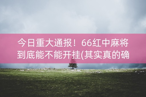 今日重大通报！66红中麻将到底能不能开挂(其实真的确实有挂)