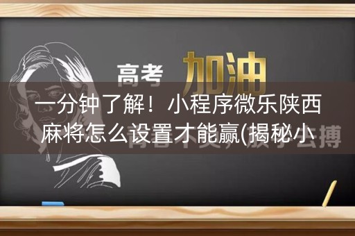 一分钟了解！小程序微乐陕西麻将怎么设置才能赢(揭秘小程序攻略插件)
