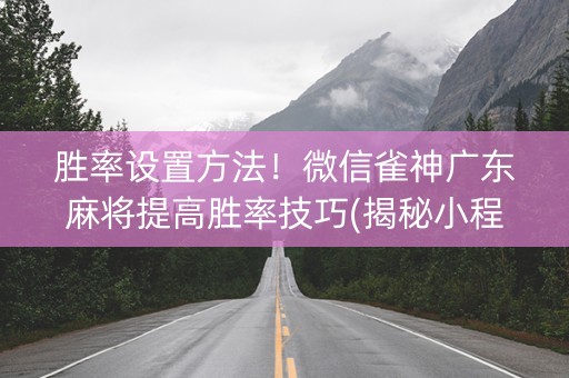 胜率设置方法！微信雀神广东麻将提高胜率技巧(揭秘小程序胡牌技巧)