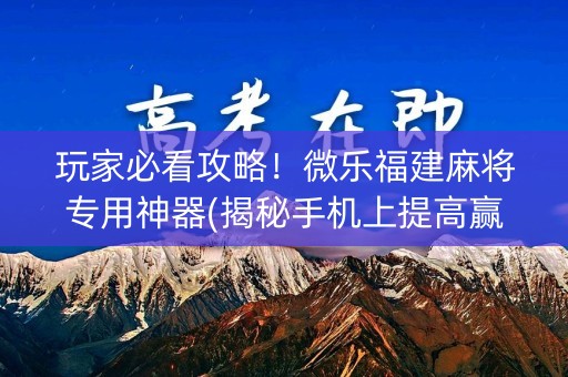 玩家必看攻略！微乐福建麻将专用神器(揭秘手机上提高赢的概率)