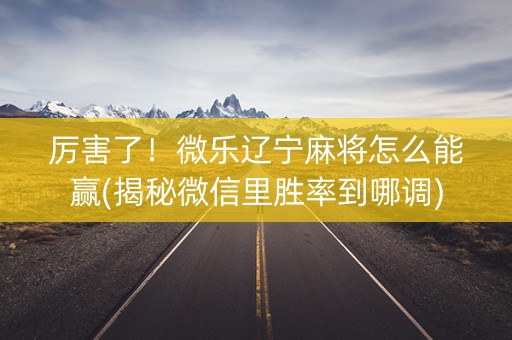 厉害了！微乐辽宁麻将怎么能赢(揭秘微信里胜率到哪调)