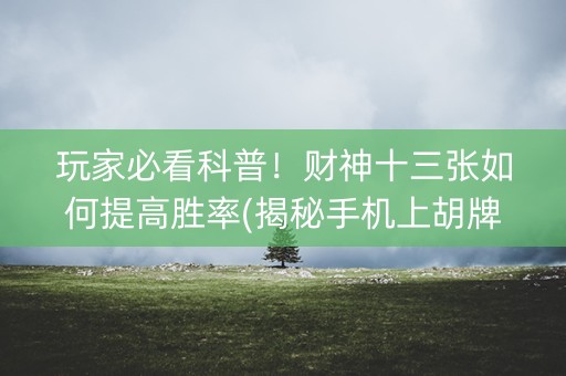 玩家必看科普！财神十三张如何提高胜率(揭秘手机上胡牌技巧)