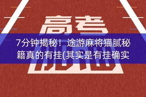 7分钟揭秘！途游麻将猫腻秘籍真的有挂(其实是有挂确实有挂)