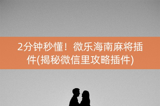 2分钟秒懂！微乐海南麻将插件(揭秘微信里攻略插件)