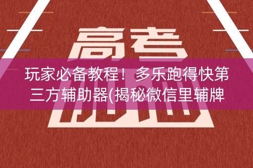 玩家必备教程！多乐跑得快第三方辅助器(揭秘微信里辅牌器)