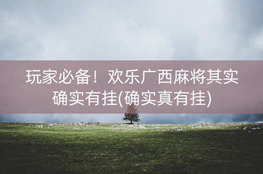 玩家必备！欢乐广西麻将其实确实有挂(确实真有挂)