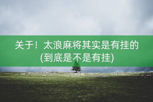 关于！太浪麻将其实是有挂的(到底是不是有挂)