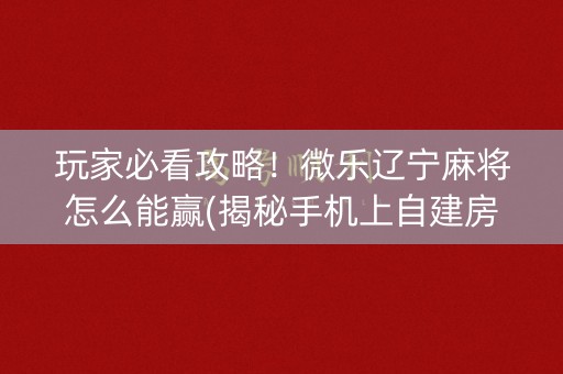 玩家必看攻略！微乐辽宁麻将怎么能赢(揭秘手机上自建房怎么赢)