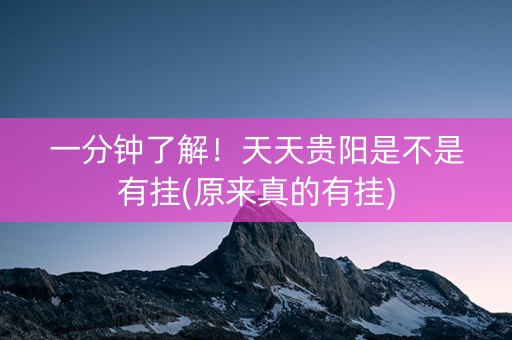 一分钟了解！天天贵阳是不是有挂(原来真的有挂)