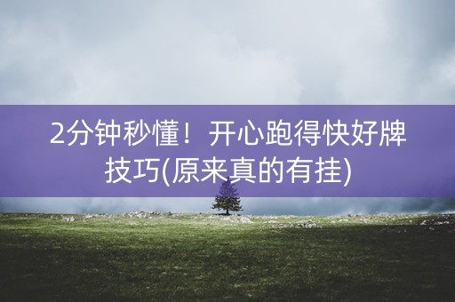 2分钟秒懂！开心跑得快好牌技巧(原来真的有挂)