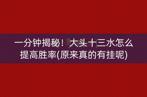 一分钟揭秘！大头十三水怎么提高胜率(原来真的有挂呢)