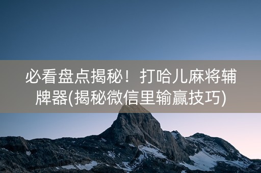 必看盘点揭秘！打哈儿麻将辅牌器(揭秘微信里输赢技巧)