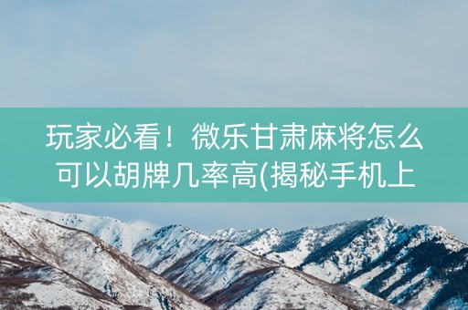 玩家必看！微乐甘肃麻将怎么可以胡牌几率高(揭秘手机上胜率到哪调)