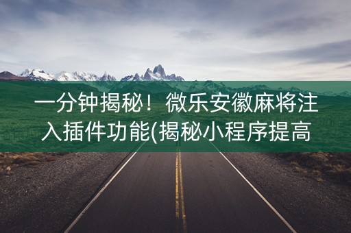 一分钟揭秘！微乐安徽麻将注入插件功能(揭秘小程序提高胜率)