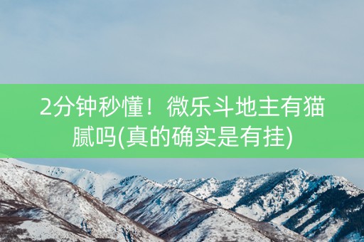 2分钟秒懂！微乐斗地主有猫腻吗(真的确实是有挂)