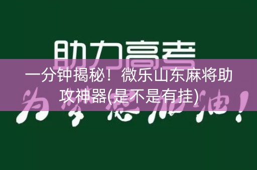 一分钟揭秘！微乐山东麻将助攻神器(是不是有挂)
