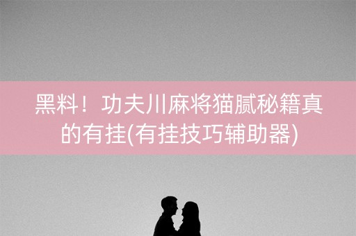 黑料！功夫川麻将猫腻秘籍真的有挂(有挂技巧辅助器)