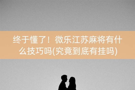终于懂了！微乐江苏麻将有什么技巧吗(究竟到底有挂吗)