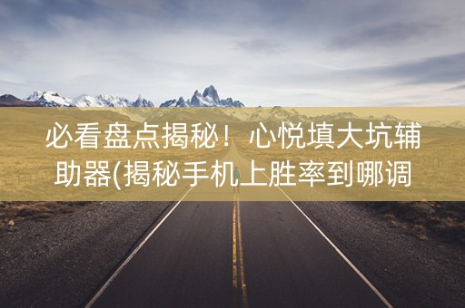 必看盘点揭秘！心悦填大坑辅助器(揭秘手机上胜率到哪调)