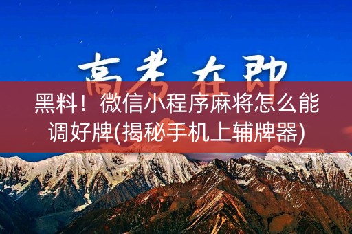 黑料！微信小程序麻将怎么能调好牌(揭秘手机上辅牌器)