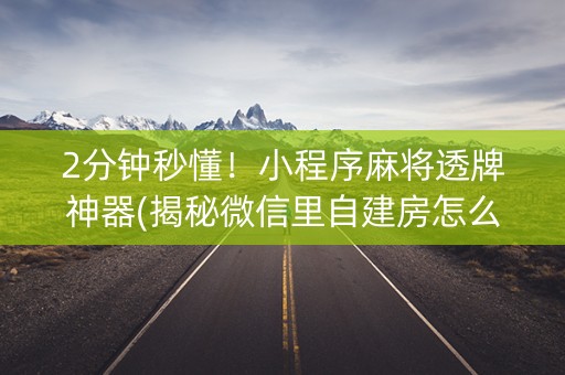 2分钟秒懂！小程序麻将透牌神器(揭秘微信里自建房怎么赢)