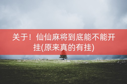 关于！仙仙麻将到底能不能开挂(原来真的有挂)
