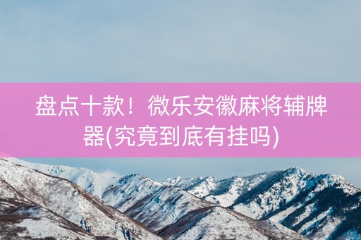 盘点十款！微乐安徽麻将辅牌器(究竟到底有挂吗)