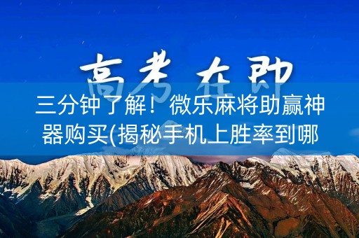 三分钟了解！微乐麻将助赢神器购买(揭秘手机上胜率到哪调)