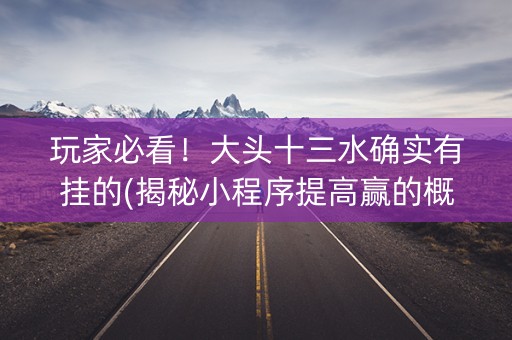 玩家必看！大头十三水确实有挂的(揭秘小程序提高赢的概率)