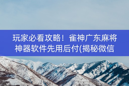 玩家必看攻略！雀神广东麻将神器软件先用后付(揭秘微信里助赢神器)