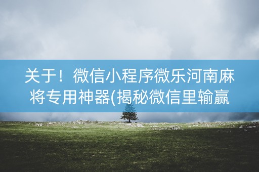 关于！微信小程序微乐河南麻将专用神器(揭秘微信里输赢规律)