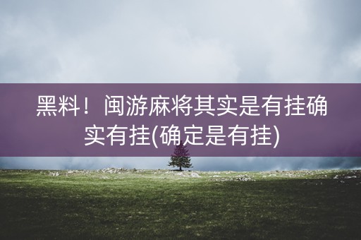 黑料！闽游麻将其实是有挂确实有挂(确定是有挂)