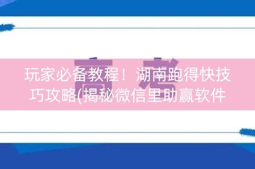 玩家必备教程！湖南跑得快技巧攻略(揭秘微信里助赢软件)