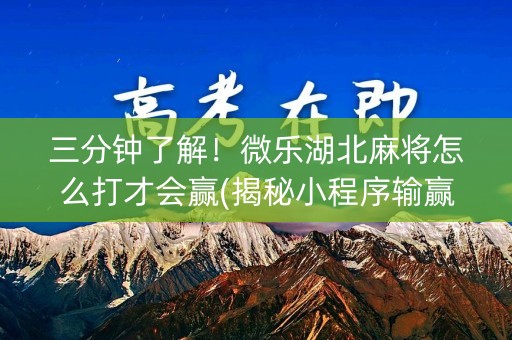 三分钟了解！微乐湖北麻将怎么打才会赢(揭秘小程序输赢技巧)