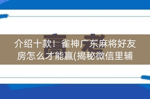 介绍十款！雀神广东麻将好友房怎么才能赢(揭秘微信里辅牌器)
