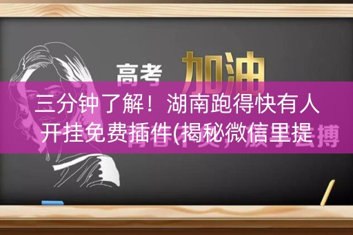 三分钟了解！湖南跑得快有人开挂免费插件(揭秘微信里提高胜率)