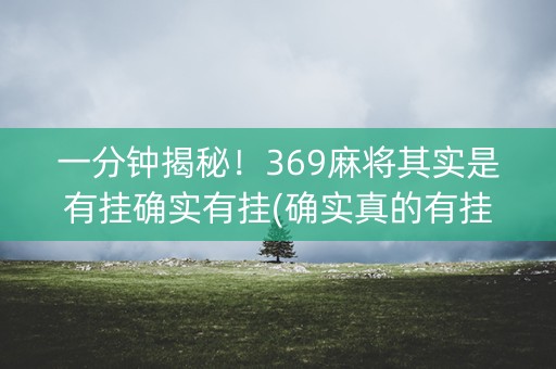一分钟揭秘！369麻将其实是有挂确实有挂(确实真的有挂)