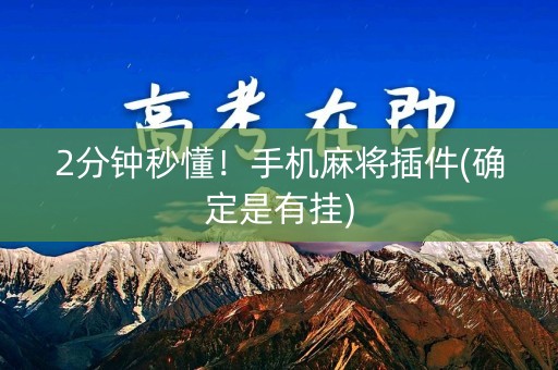 2分钟秒懂！手机麻将插件(确定是有挂)