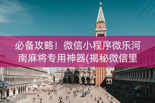 必备攻略！微信小程序微乐河南麻将专用神器(揭秘微信里如何让牌变好)