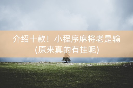 介绍十款！小程序麻将老是输(原来真的有挂呢)