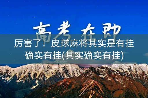 厉害了！皮球麻将其实是有挂确实有挂(其实确实有挂)