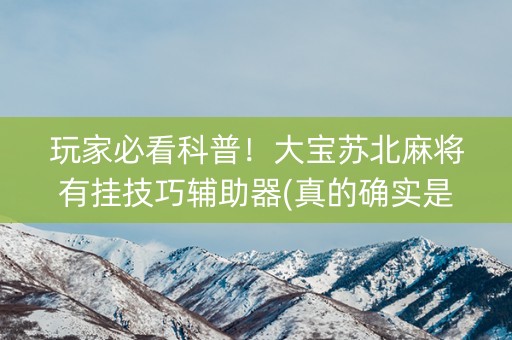 玩家必看科普！大宝苏北麻将有挂技巧辅助器(真的确实是有挂)