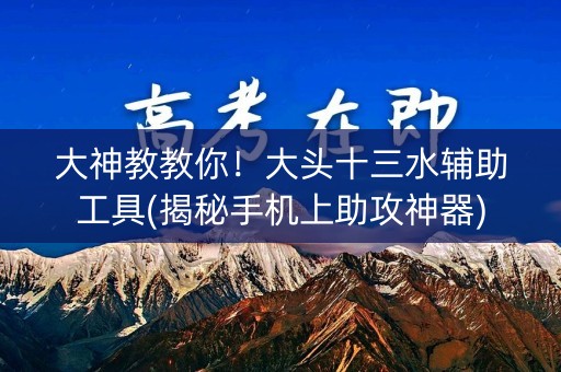 大神教教你！大头十三水辅助工具(揭秘手机上助攻神器)
