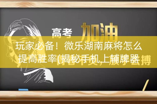 玩家必备！微乐湖南麻将怎么提高胜率(揭秘手机上辅牌器)