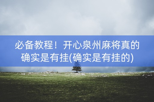 必备教程！开心泉州麻将真的确实是有挂(确实是有挂的)