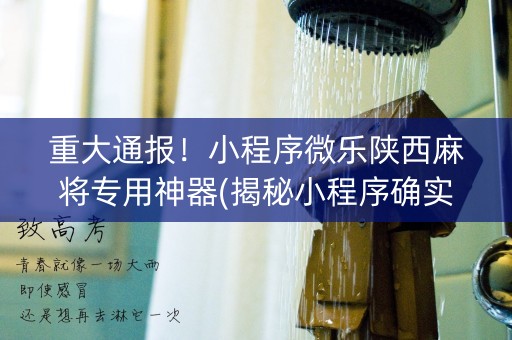 重大通报！小程序微乐陕西麻将专用神器(揭秘小程序确实有猫腻)