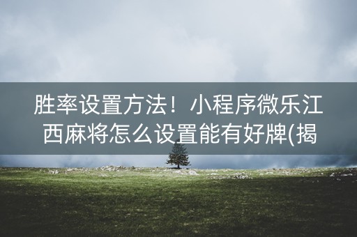 胜率设置方法！小程序微乐江西麻将怎么设置能有好牌(揭秘微信里助攻神器)