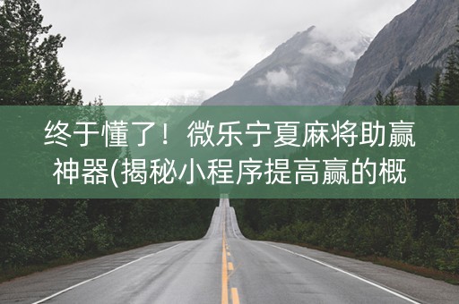 终于懂了！微乐宁夏麻将助赢神器(揭秘小程序提高赢的概率)
