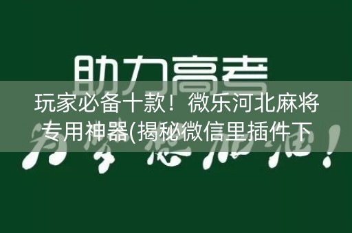 玩家必备十款！微乐河北麻将专用神器(揭秘微信里插件下载)