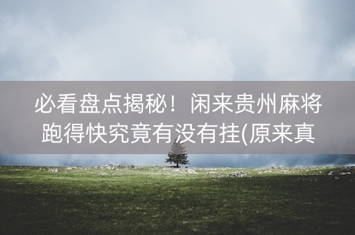 必看盘点揭秘！闲来贵州麻将跑得快究竟有没有挂(原来真的有挂)